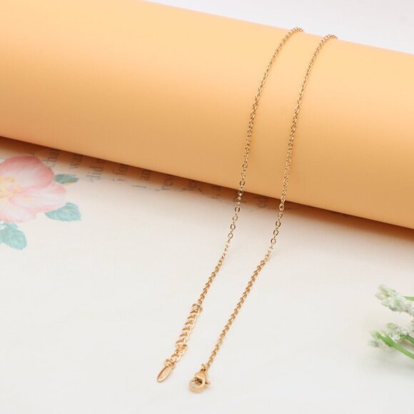 Minimal Yellow Gold Solitaire Necklace Adjustable Chain, XPNL0301 - Picture 12 of 13